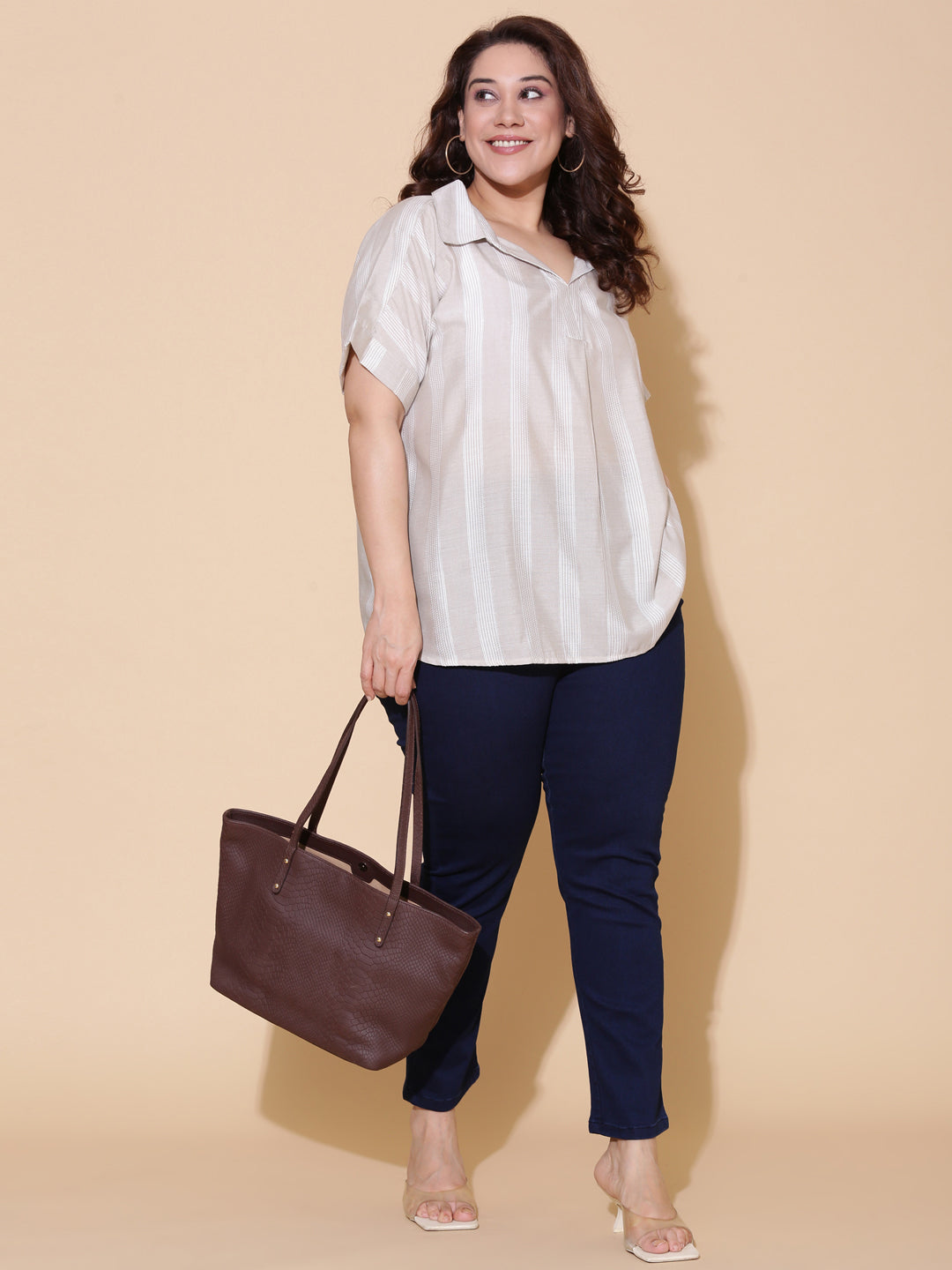 Collar Neck Drop Shoulder Top