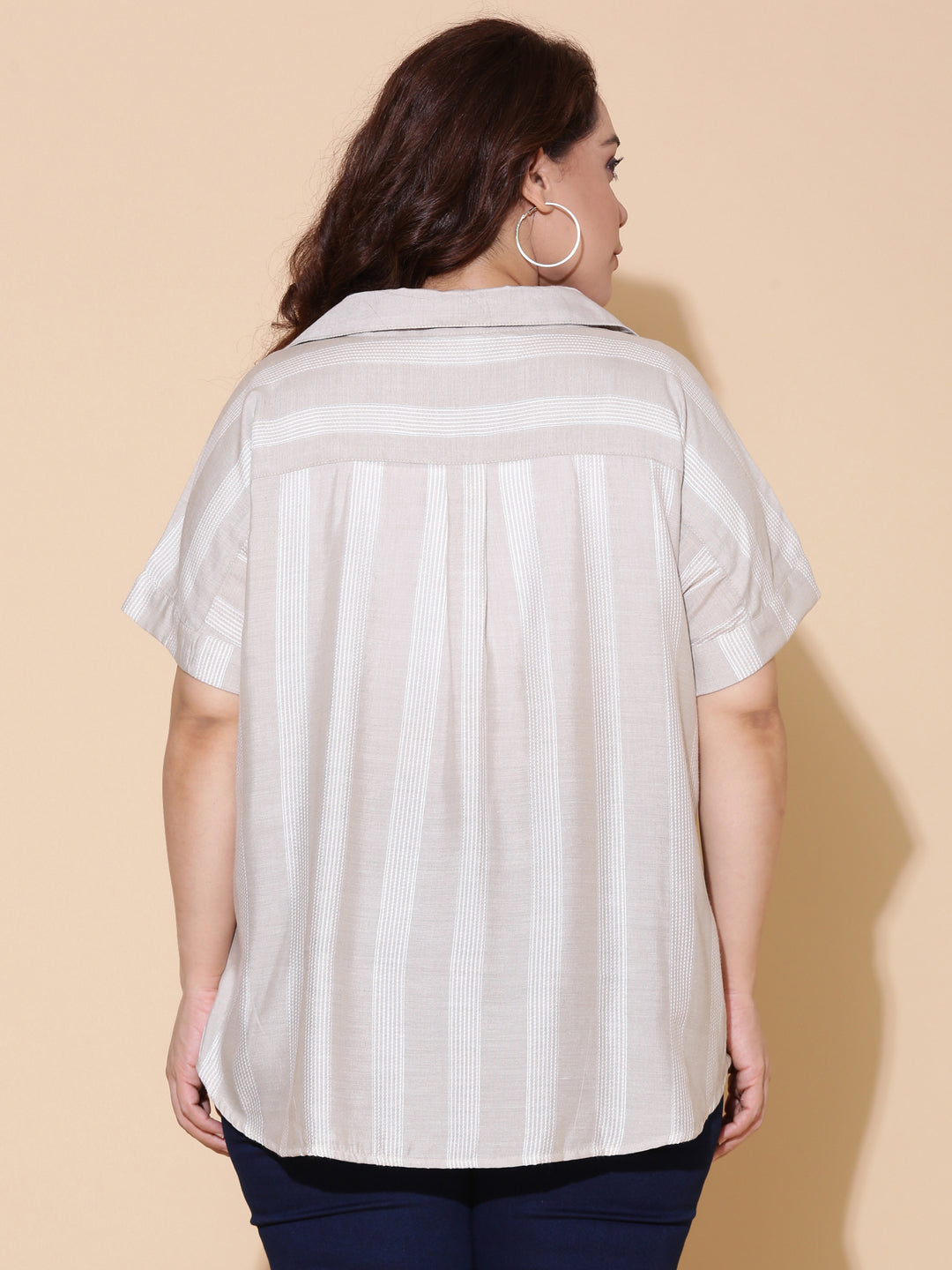 Collar Neck Drop Shoulder Top