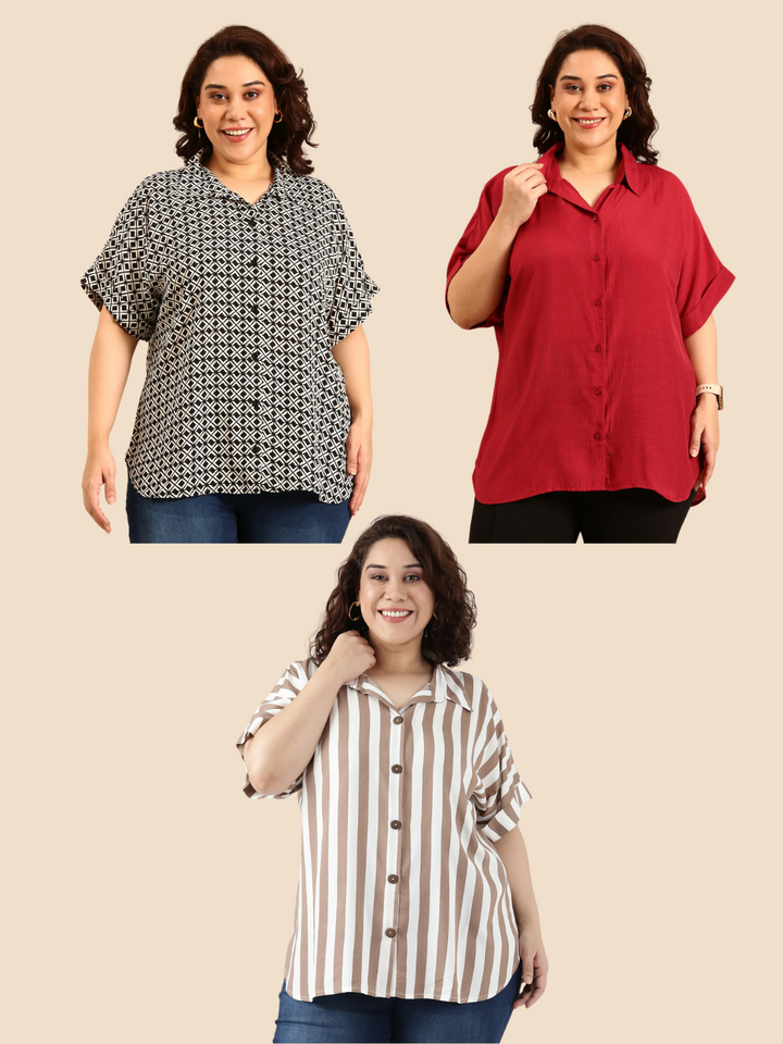 Relaxed-Fit Shirts Combo Pack of 3