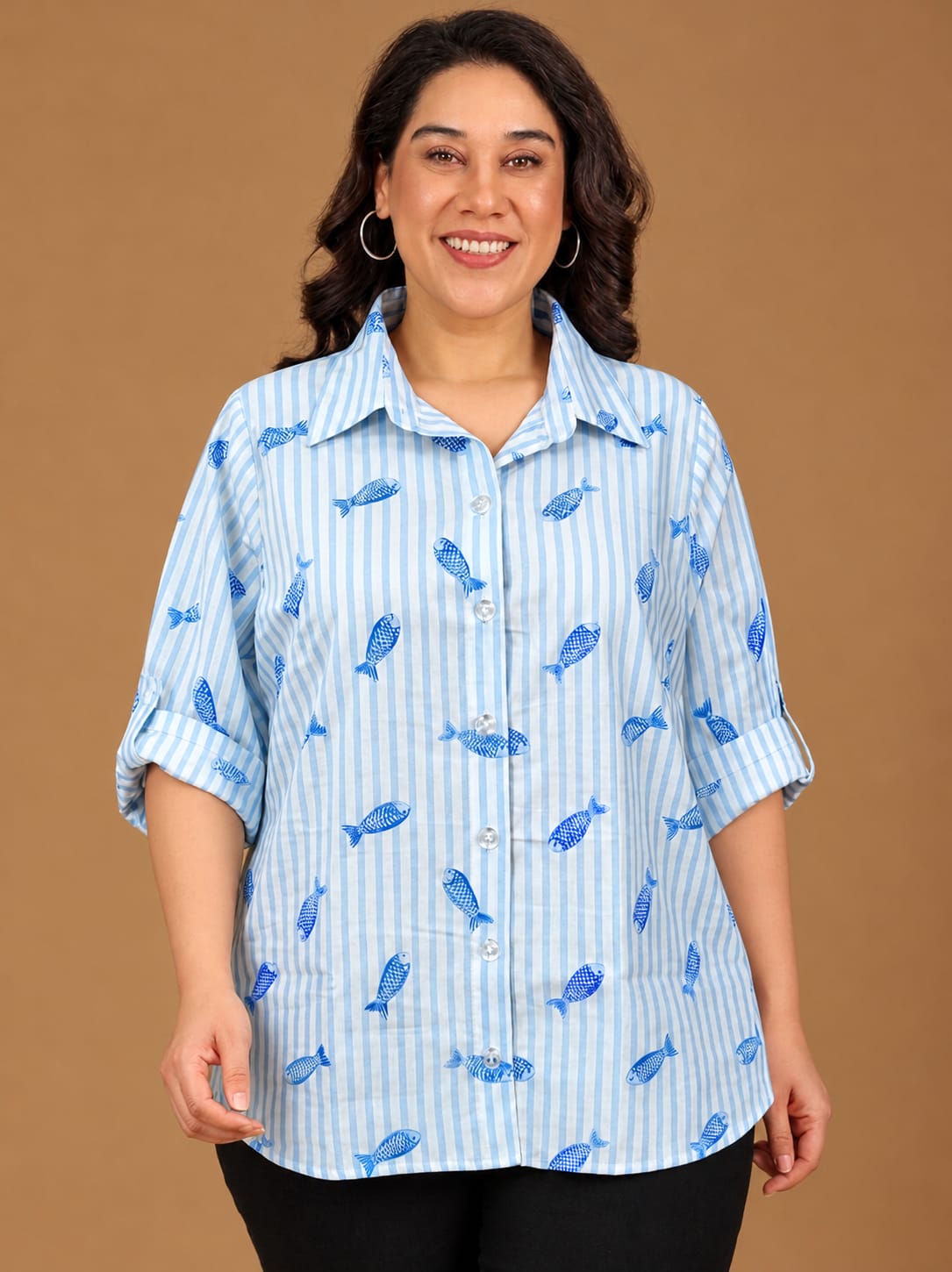 Cotton Blue & White Striped Shirt