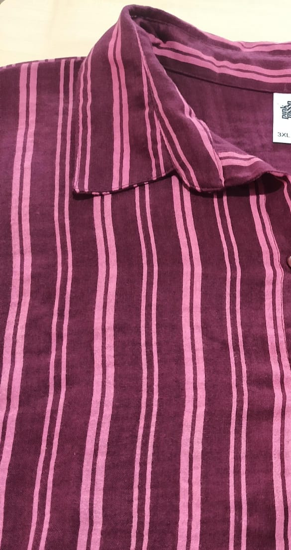 Cotton Pink Striped Button-Down Shirt