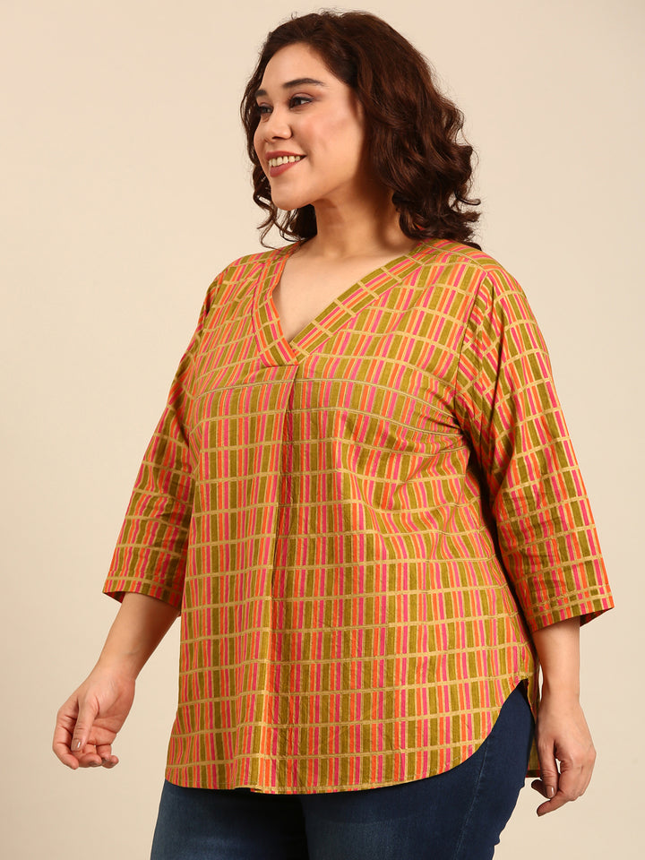 Cotton Printed V-Neck Top2