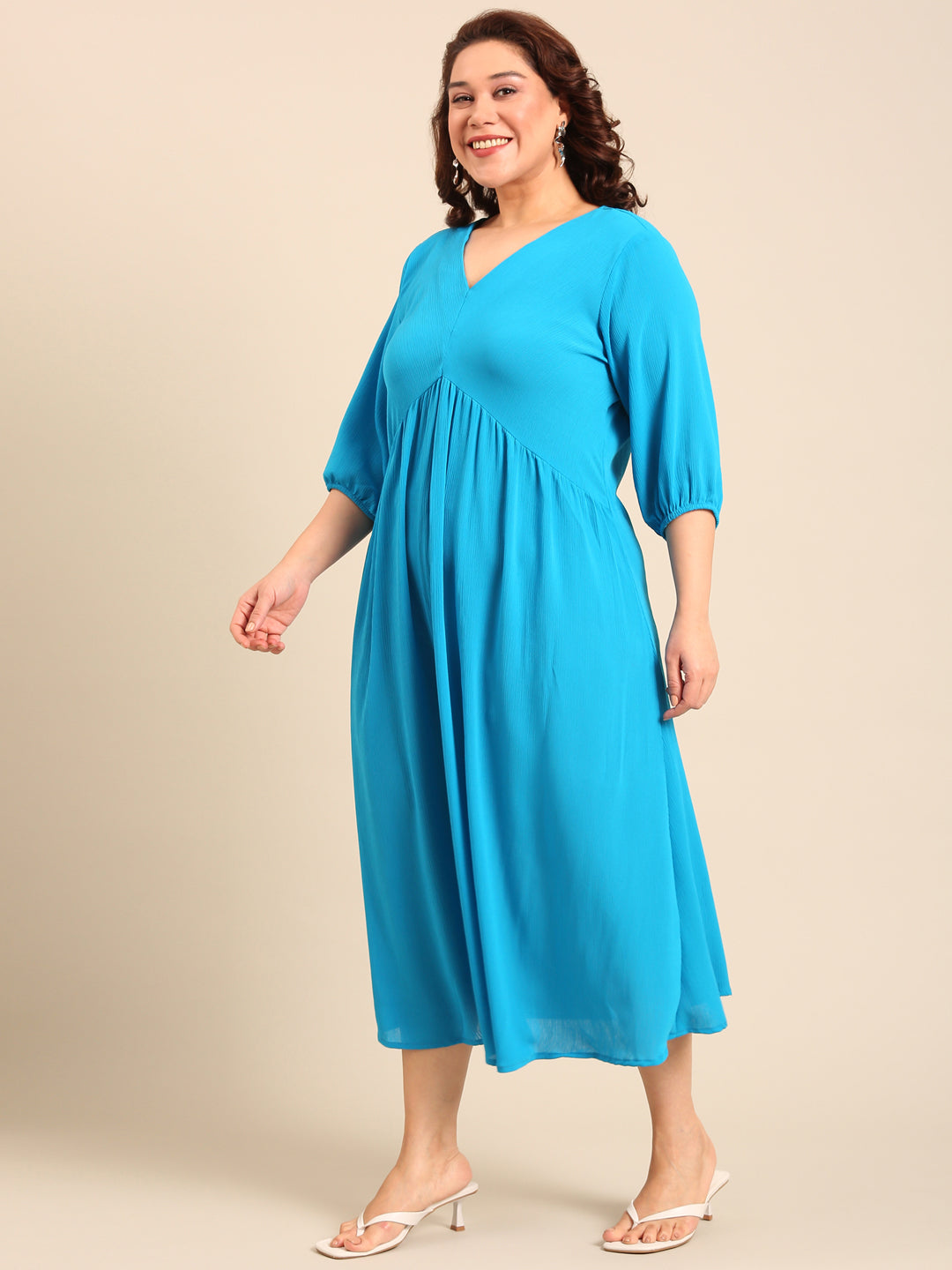 Cobalt Crepe Maxi Dress