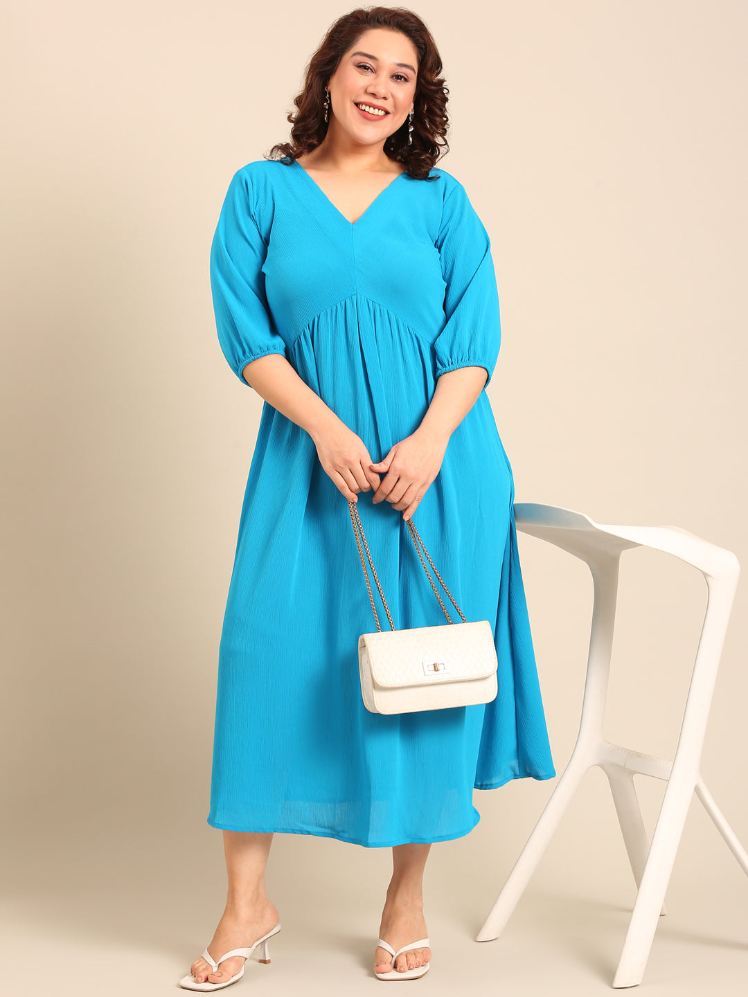 Cobalt Crepe Maxi Dress