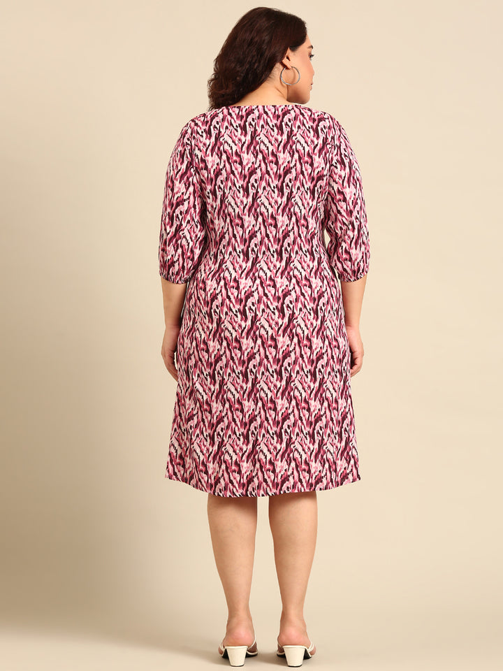 Pink Abstract Printed Dress