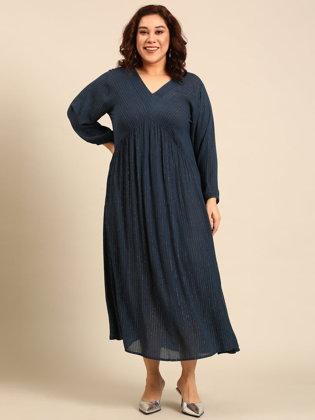 Teal Lurex Maxi Dress