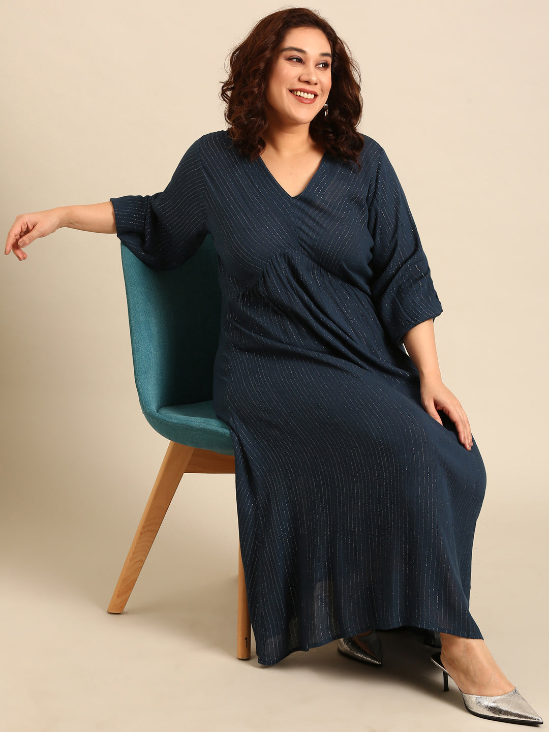 Teal Lurex Maxi Dress