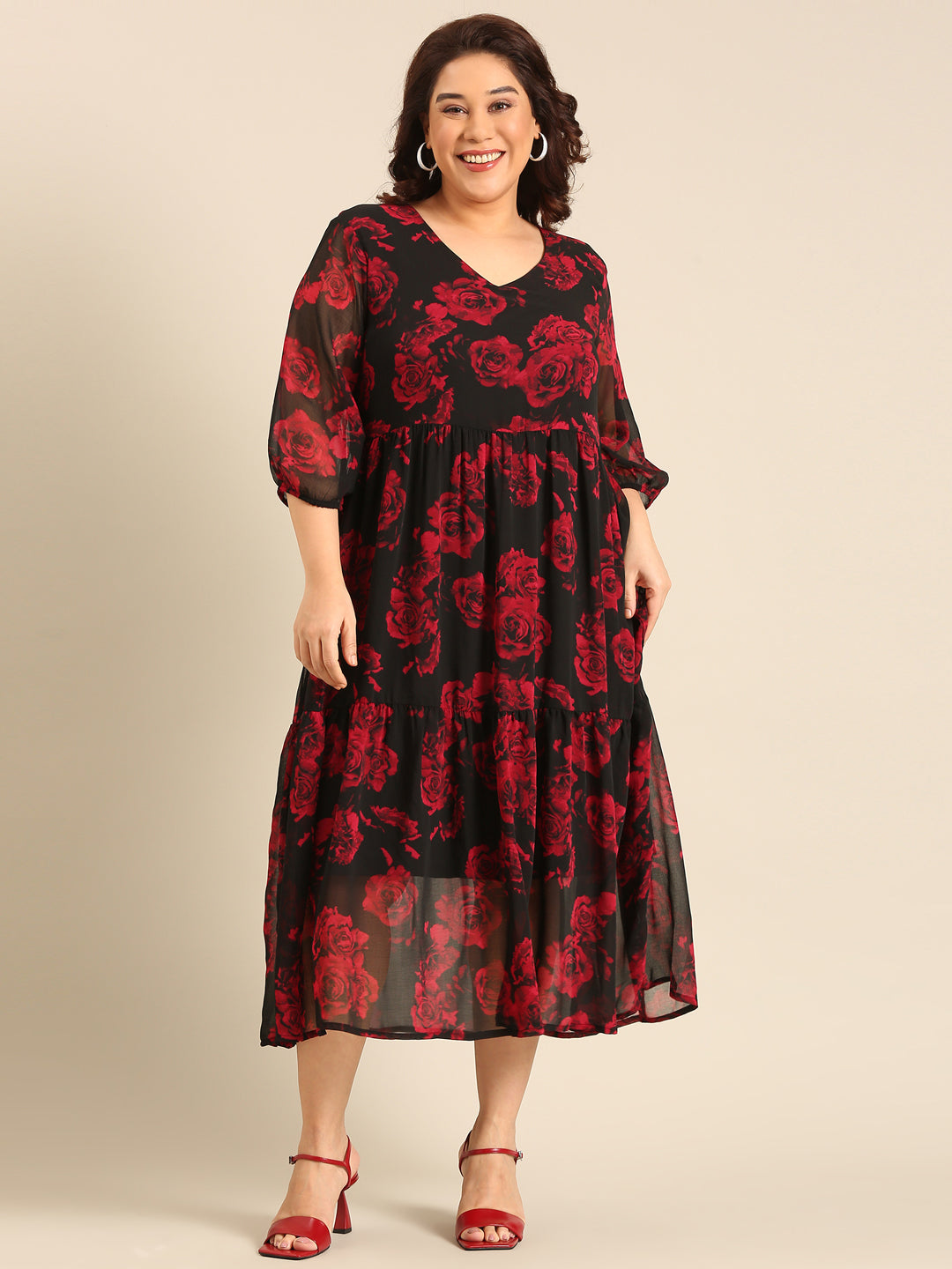 Rose Floral Printed Dress