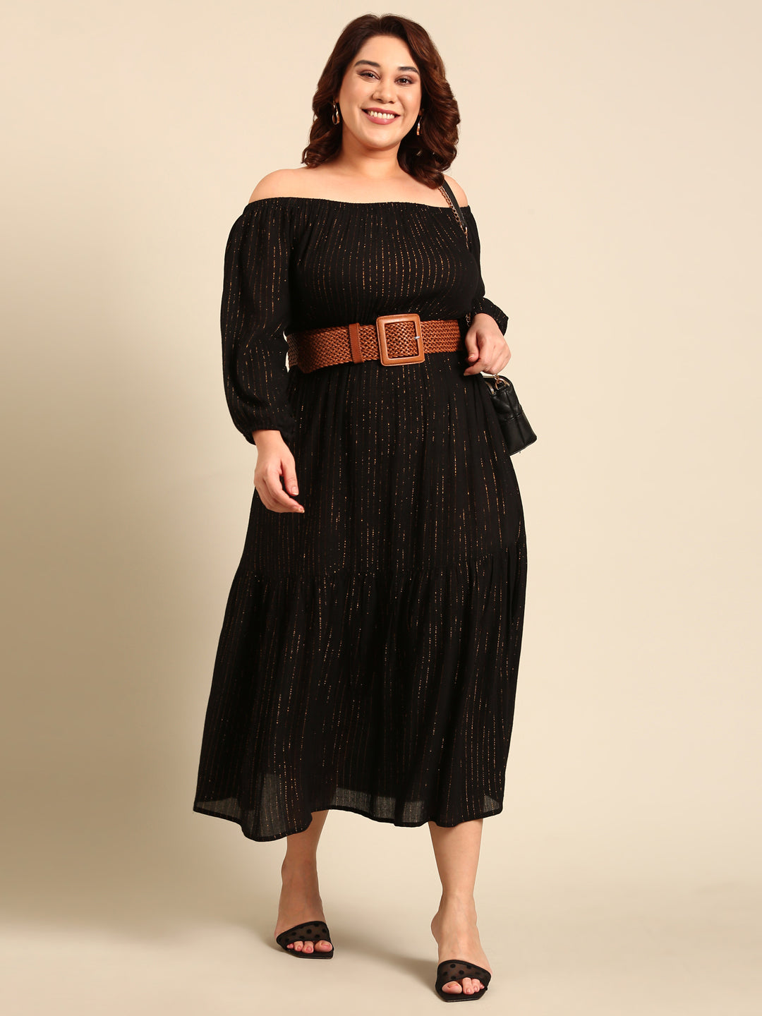 Plus Size Plus Size Black Tropical Print Maxi Dress Online in India | Amydus