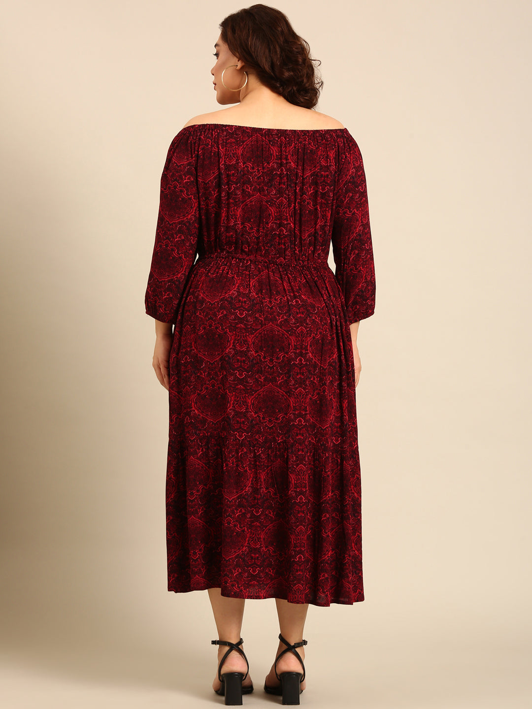 Paisley Print Off-Shoulder Dress