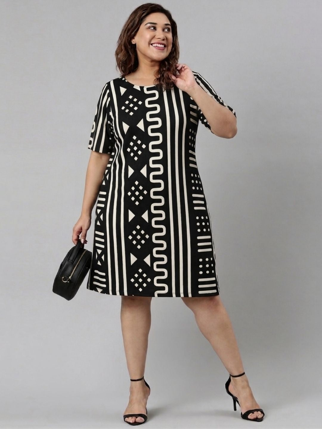 Black Printed Sheath Dress