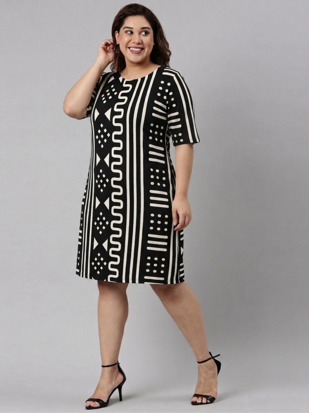 Black Printed Sheath Dress