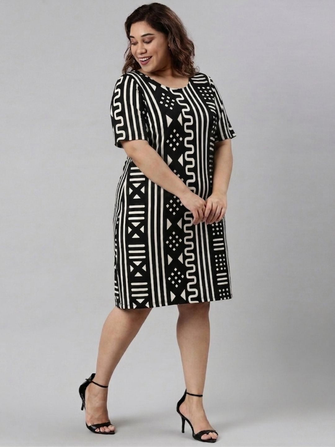 Black Printed Sheath Dress