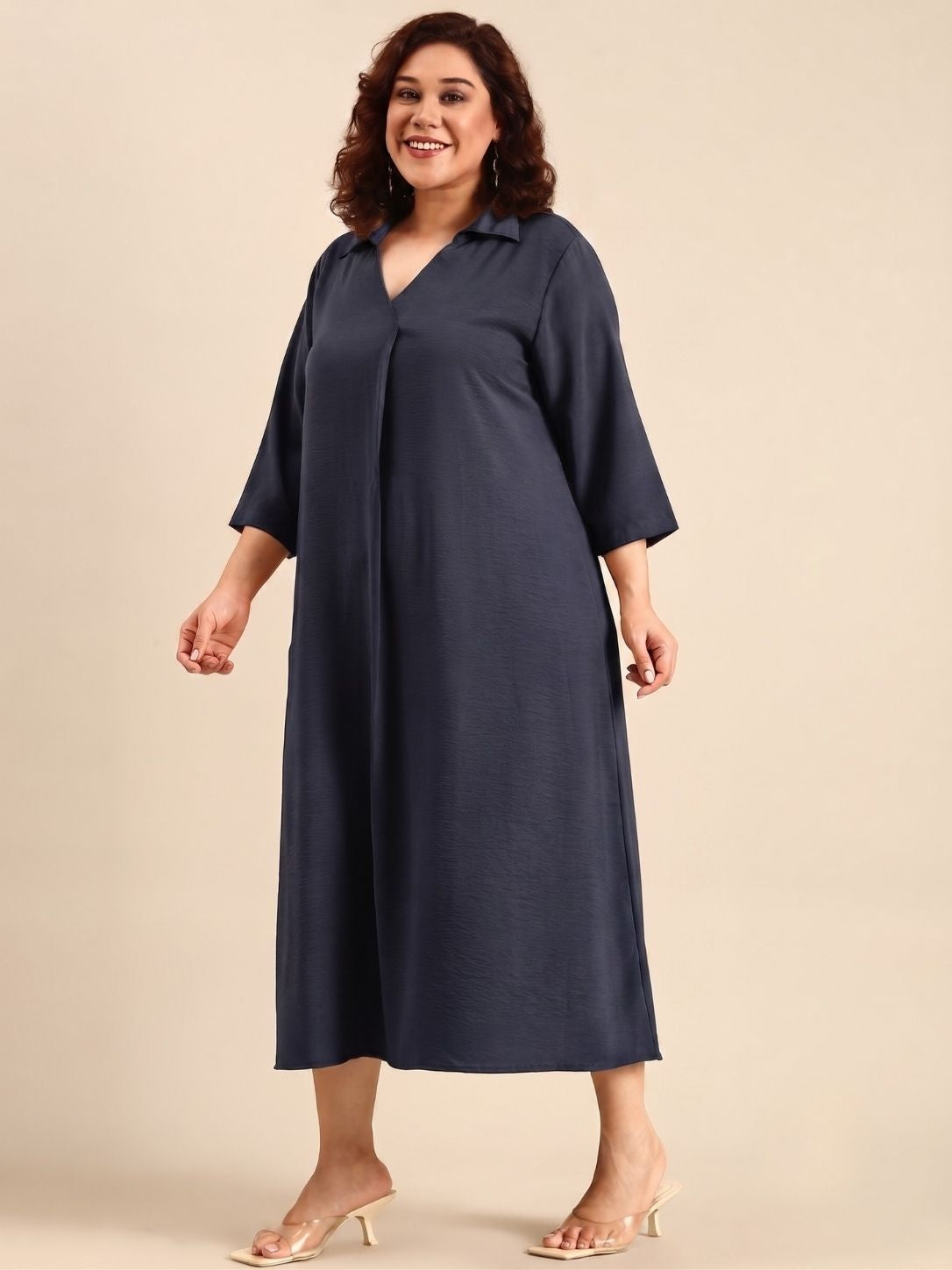 Solid Navy Maxi Dress