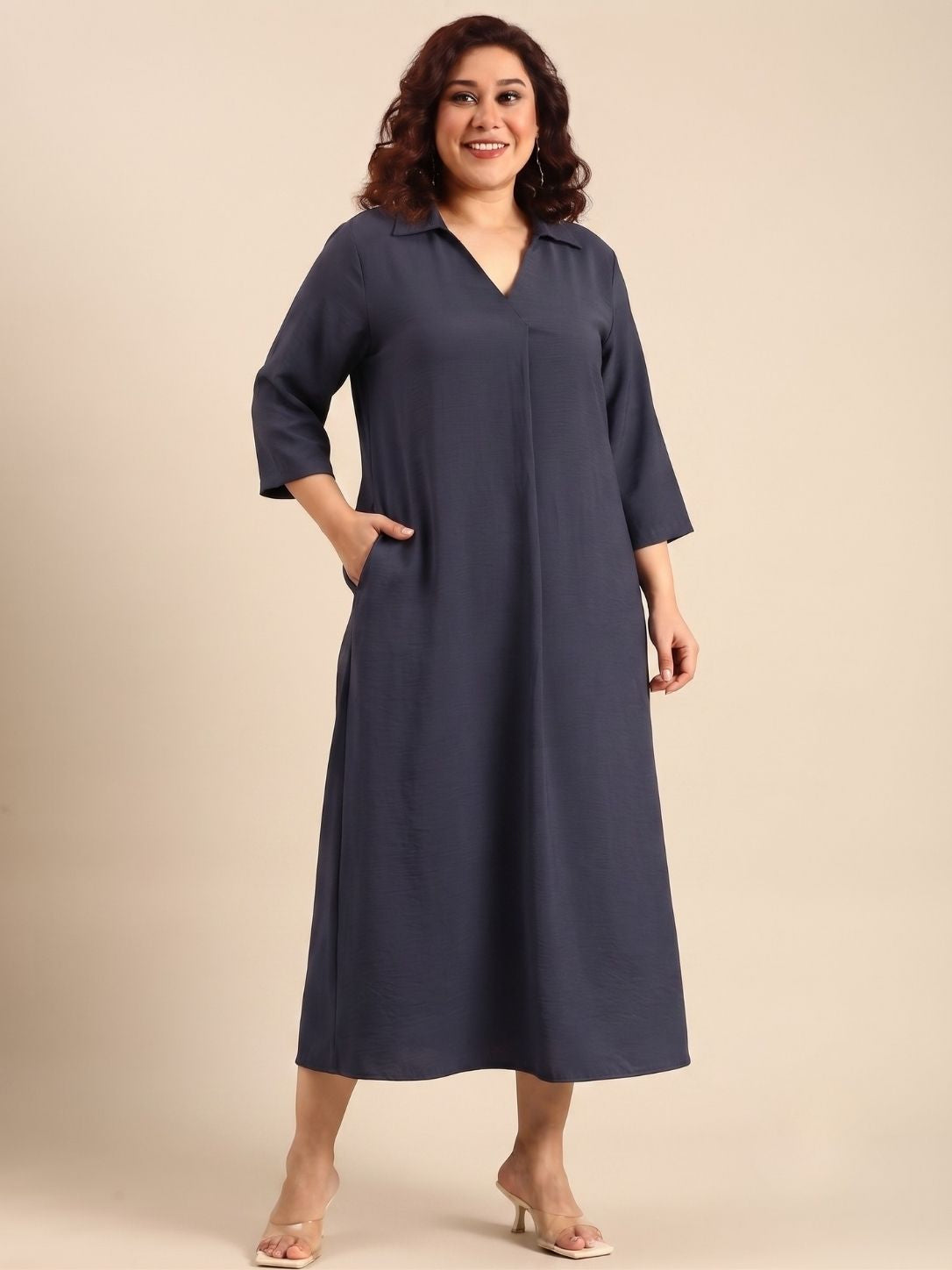 Solid Navy Maxi Dress