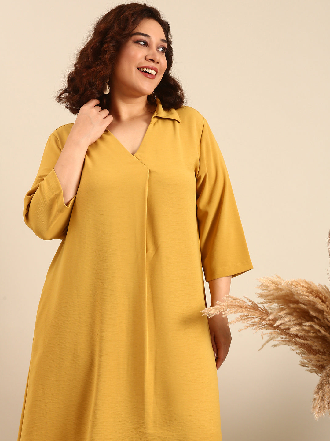 Ochre Collar Neck Maxi Dress