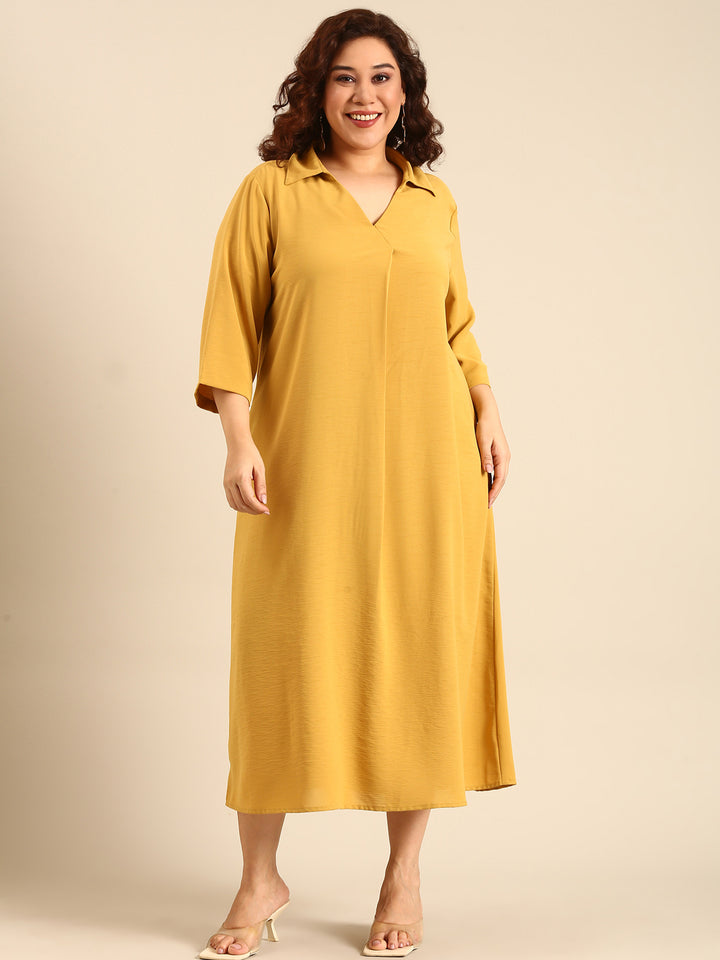 Ochre Collar Neck Maxi Dress