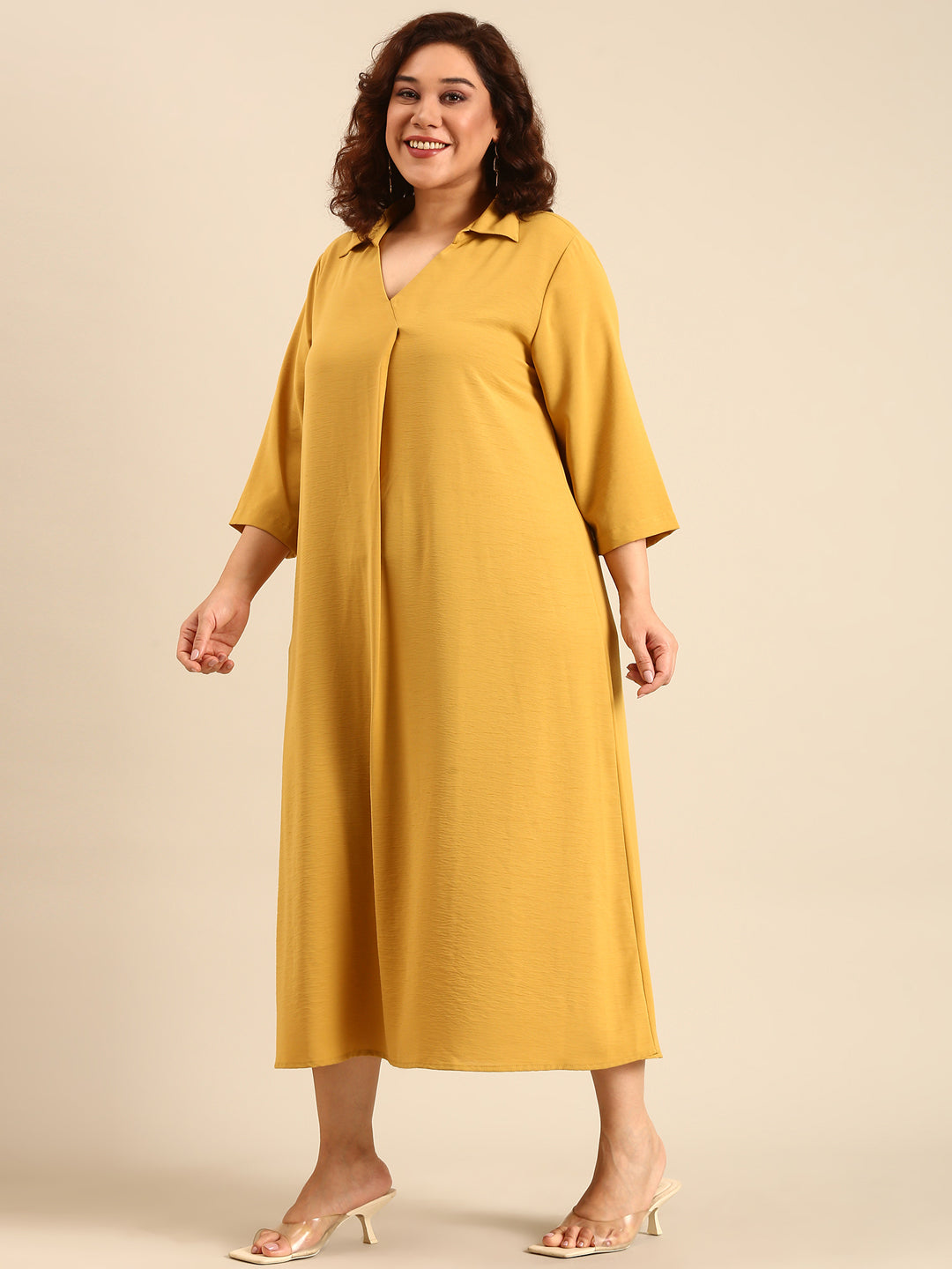 Ochre Collar Neck Maxi Dress