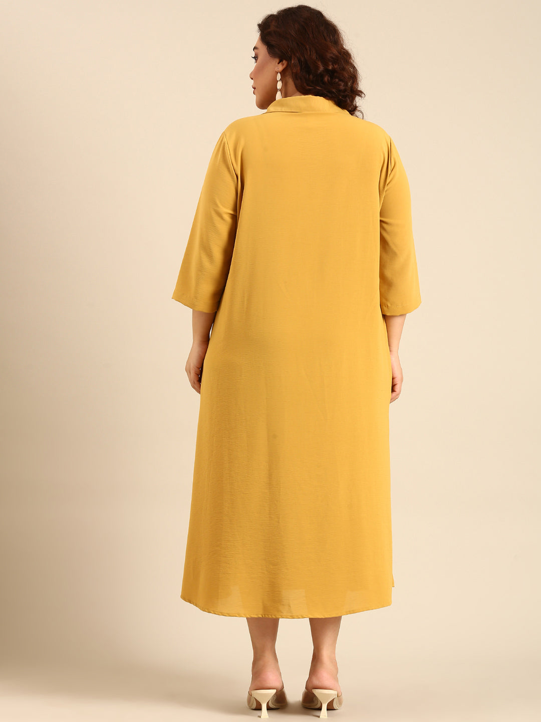 Ochre Collar Neck Maxi Dress