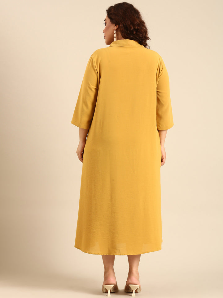 Ochre Collar Neck Maxi Dress