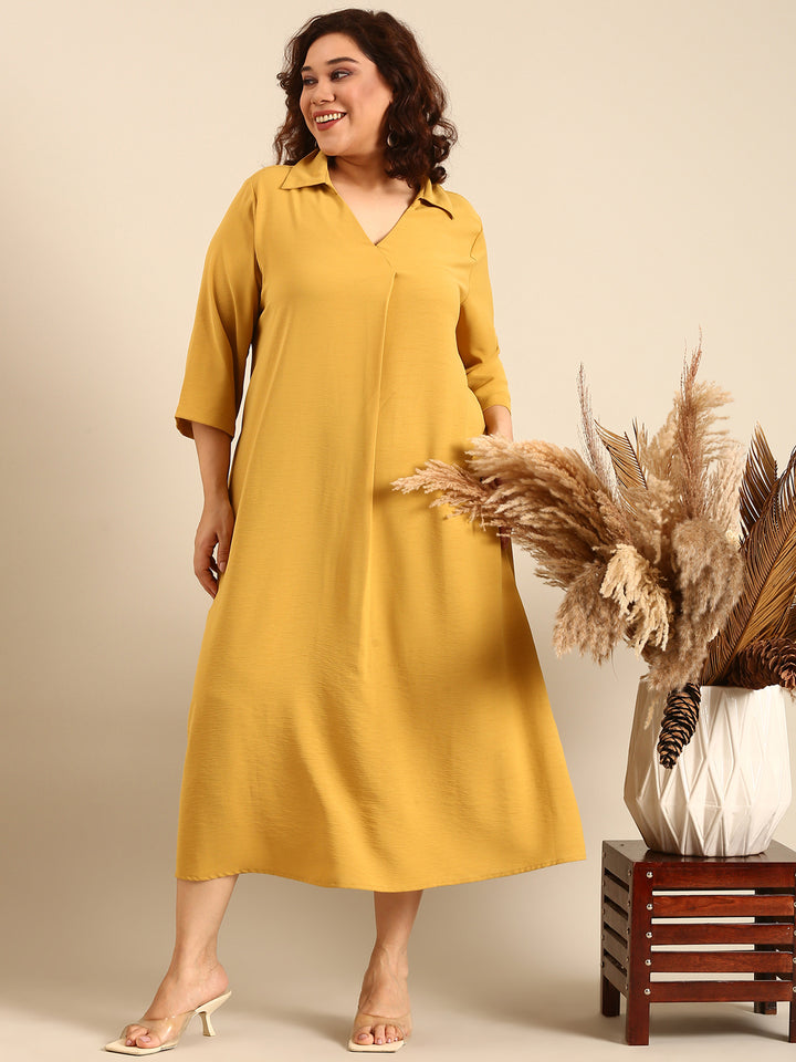 Ochre Collar Neck Maxi Dress