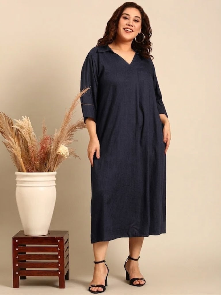 Solid Navy Maxi Dress