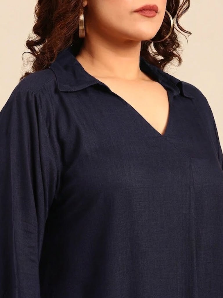 Solid Navy Maxi Dress