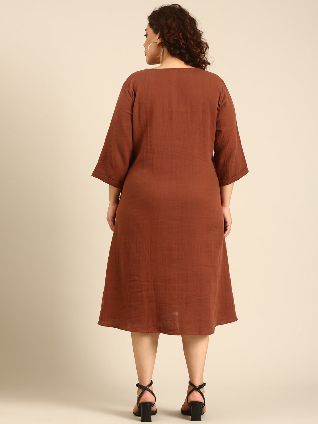Brown Cotton PinTuck Dress