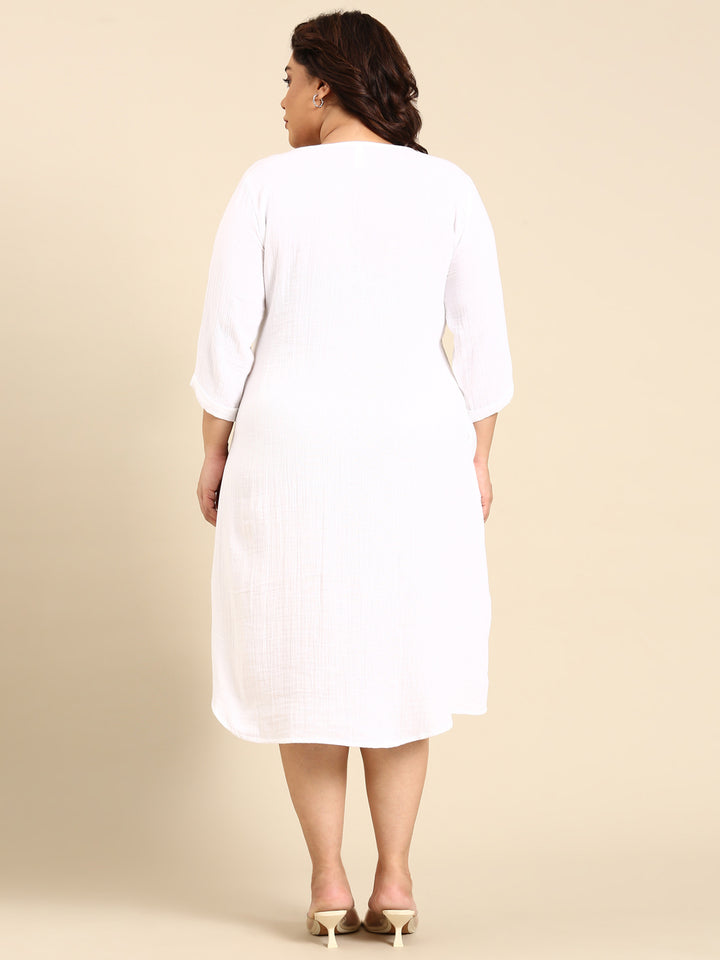 WHITE PINTUK DRESS