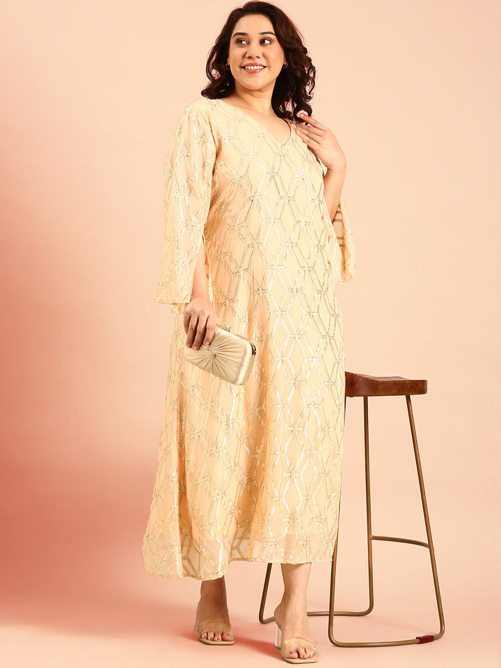 Peach Jacquard Dress
