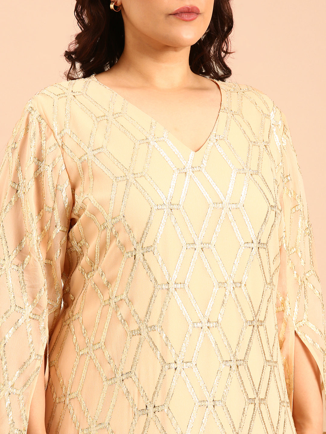 Peach Jacquard Dress
