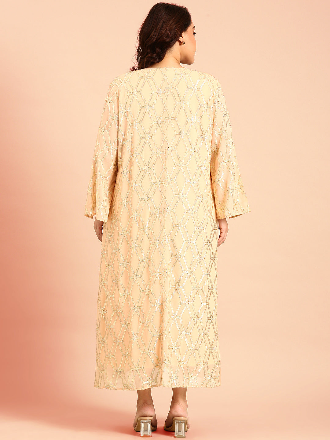 Peach Jacquard Dress