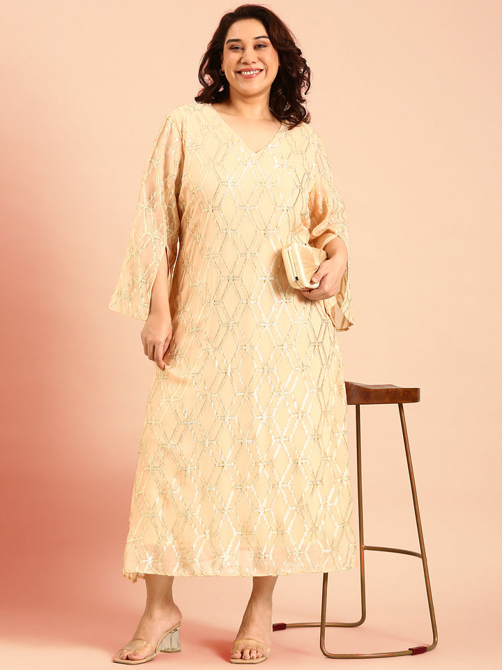 Peach Jacquard Dress