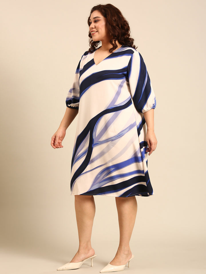 Navy Wave Print Maxi Dress