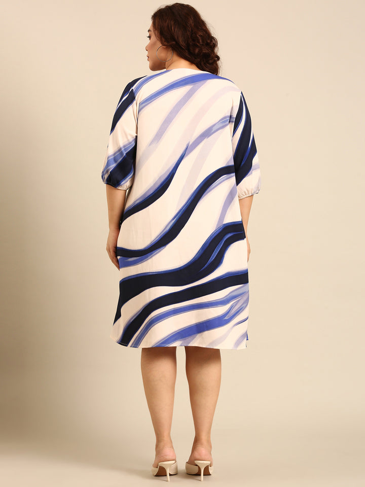 Navy Wave Print Maxi Dress