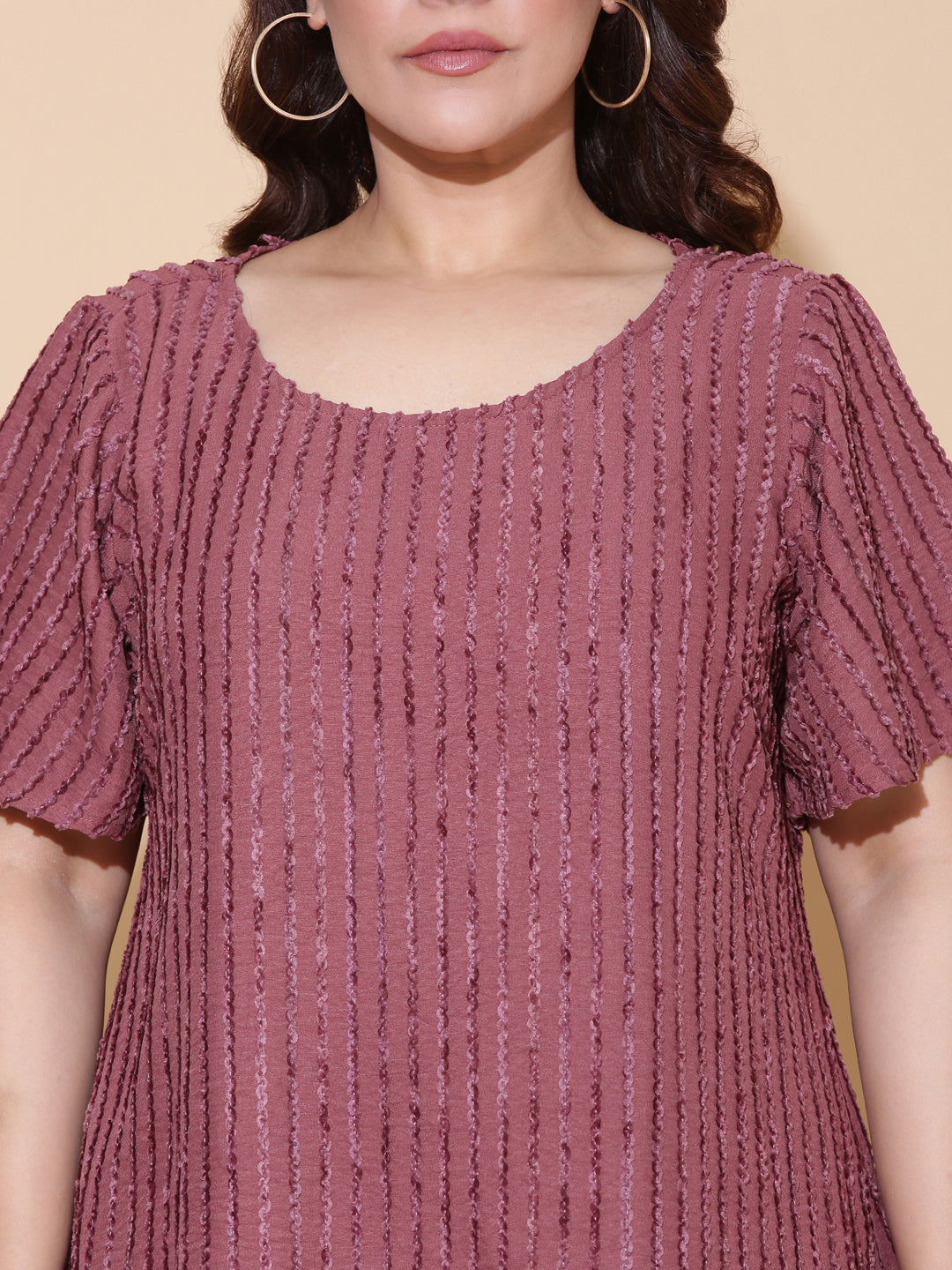 Elegant Peach Textured Dress