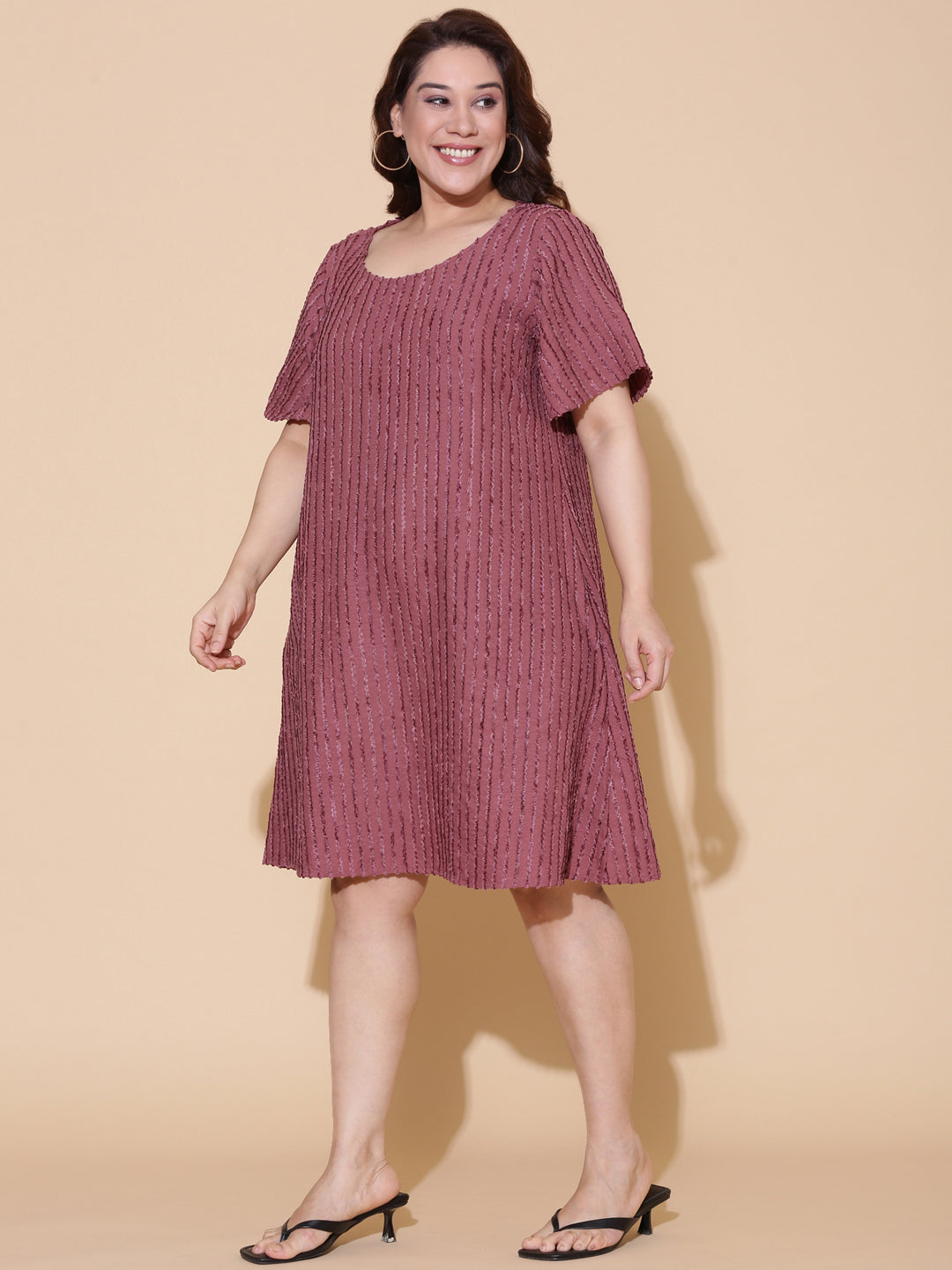 Elegant Peach Textured Dress