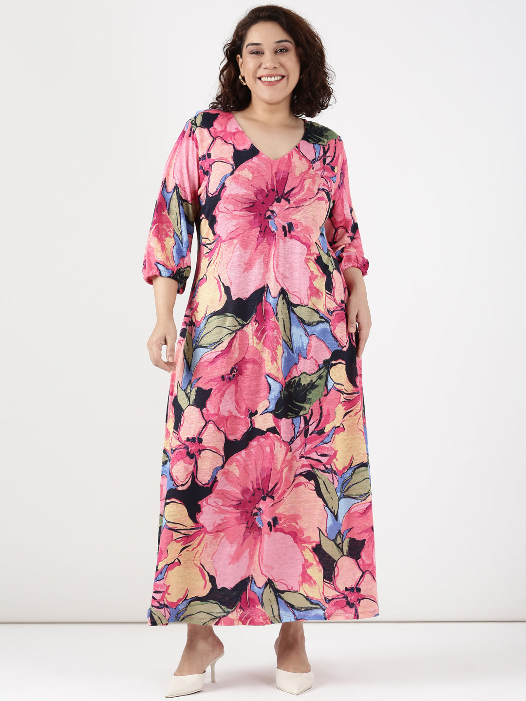 Bold Pink Floral Dress