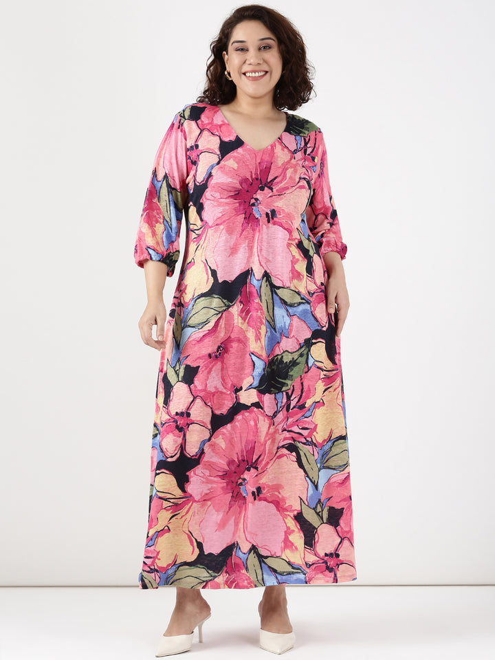 Bold Pink Floral Dress