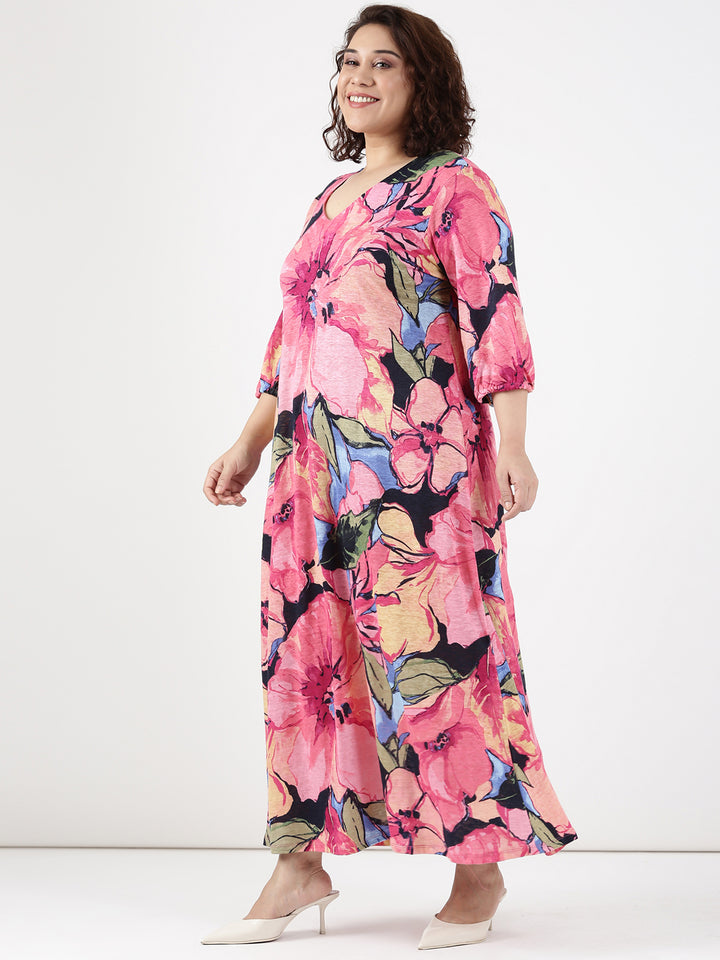 Bold Pink Floral Dress