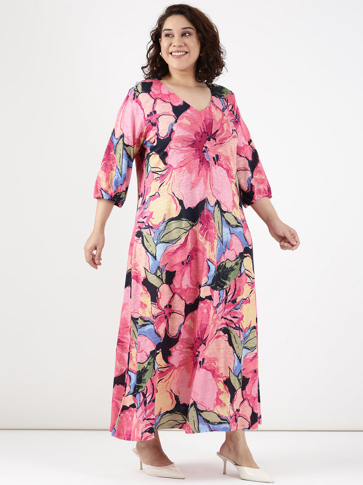 Bold Pink Floral Dress