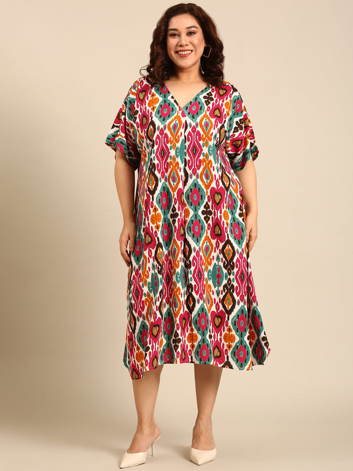Multicolour Ikkat Printed Dress