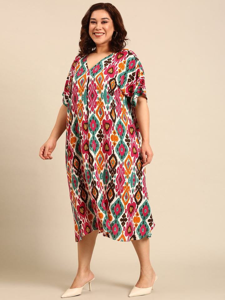 Multicolour Ikkat Printed Dress