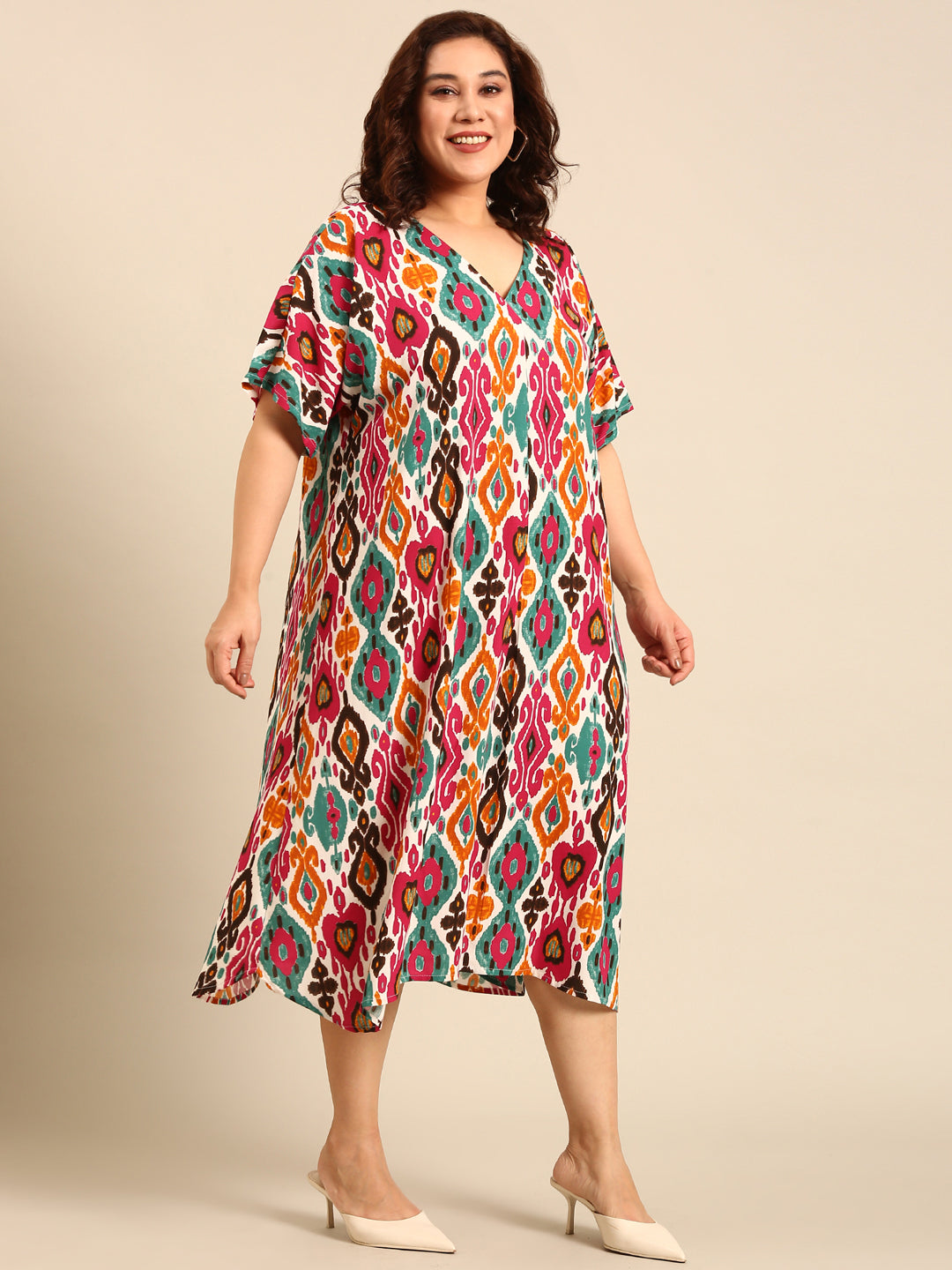 Multicolour Ikkat Printed Dress