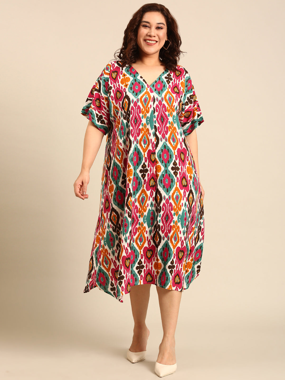 Multicolour Ikkat Printed Dress