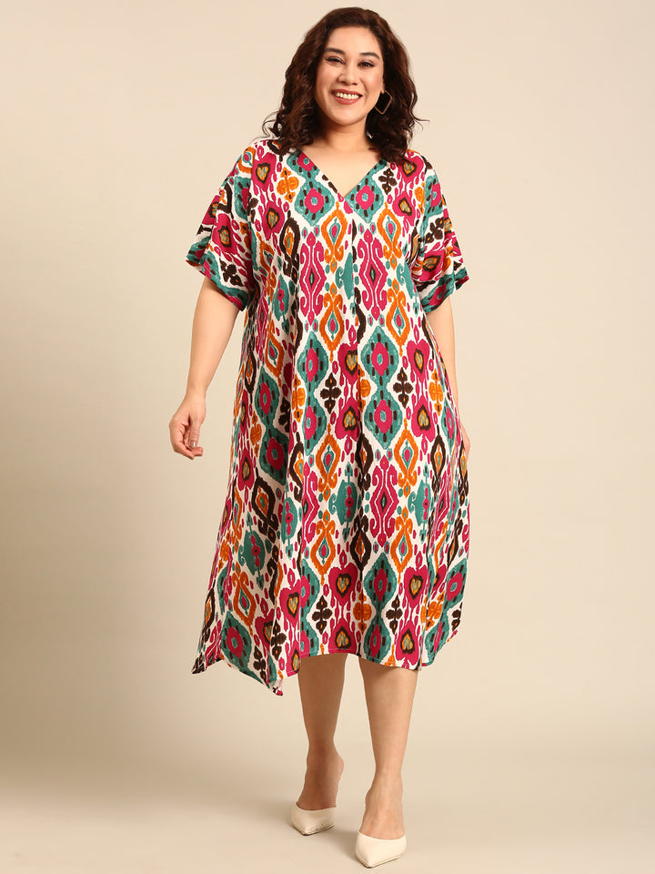 Multicolour Ikkat Printed Dress