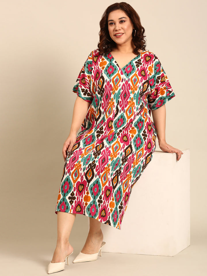 Multicolour Ikkat Printed Dress