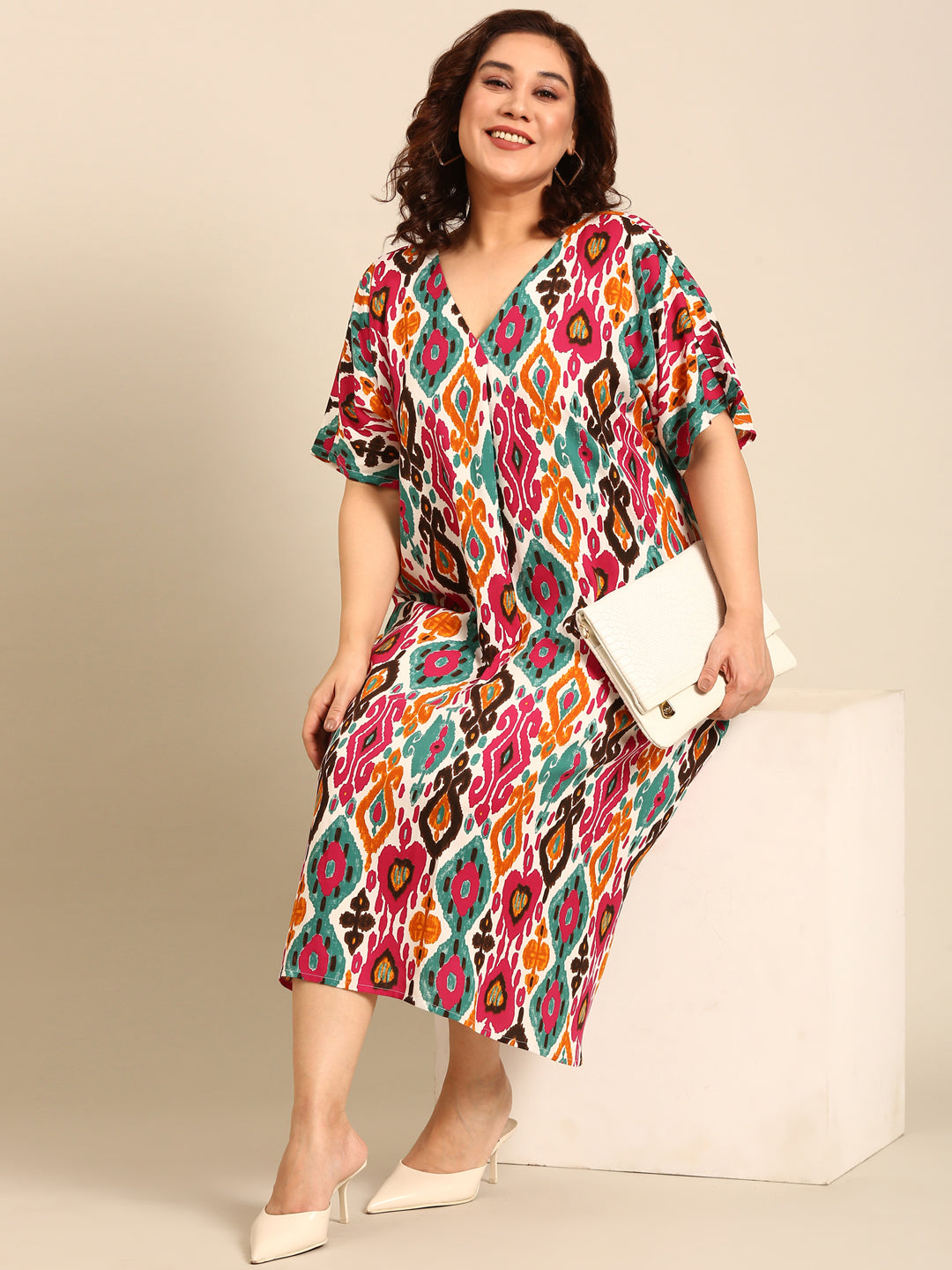 Multicolour Ikkat Printed Dress