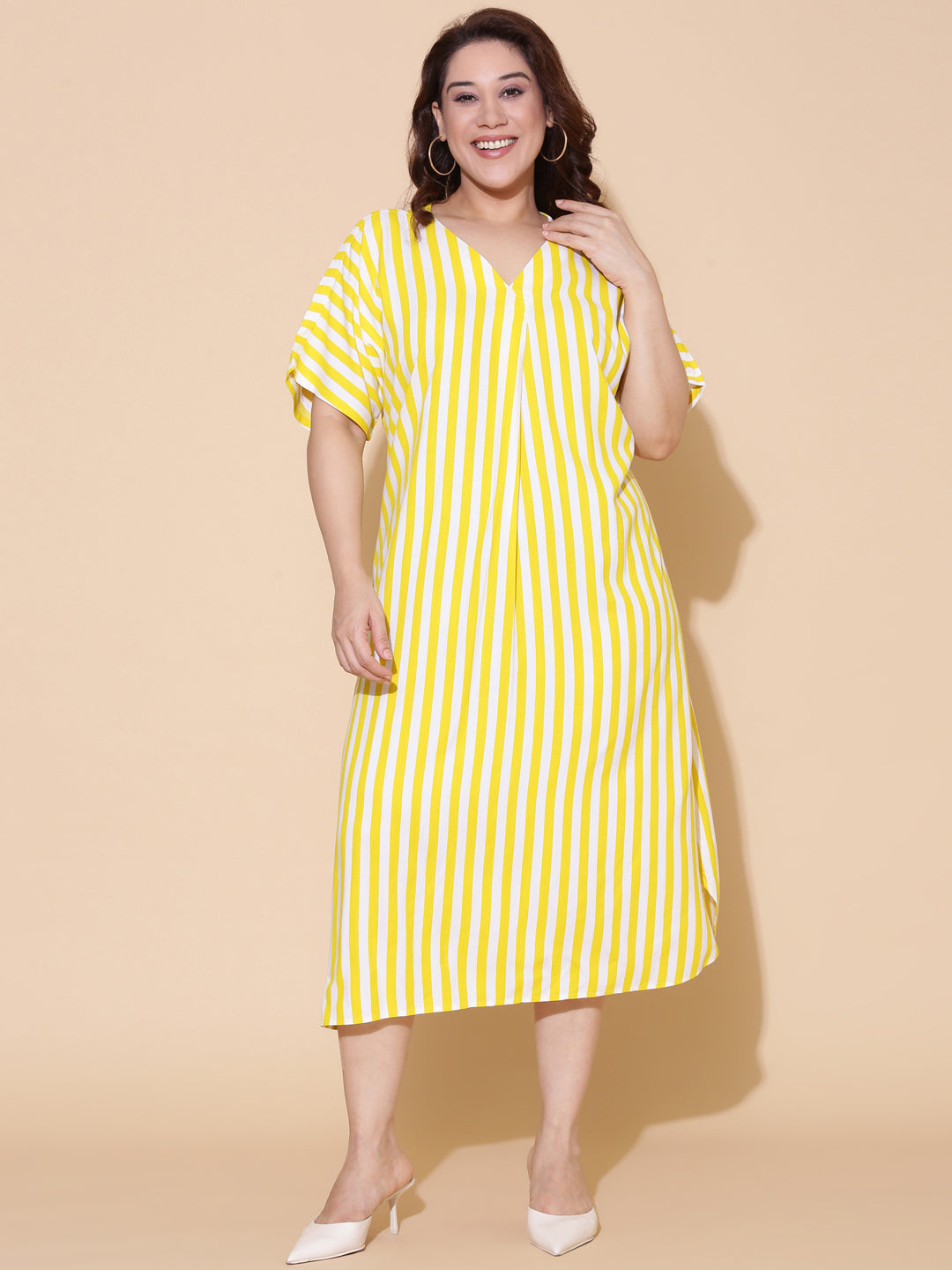 Yellow Striped A-Line Dress