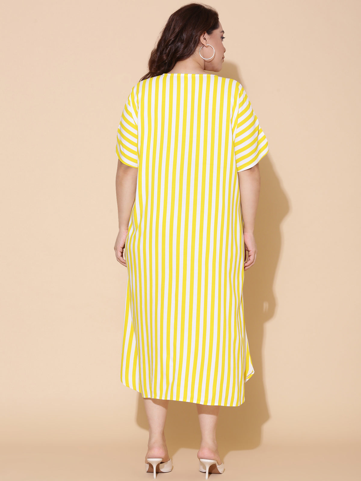 Yellow Striped A-Line Dress